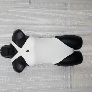 2/$25 NWT White Mompossina Halter Keyhole One-Piece Racer Back Swimsuit SzS